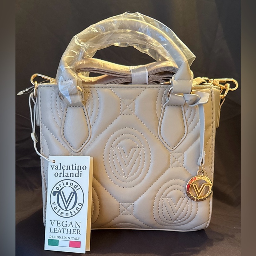 Valentino Orlandi Cream Quilted Mini Tote